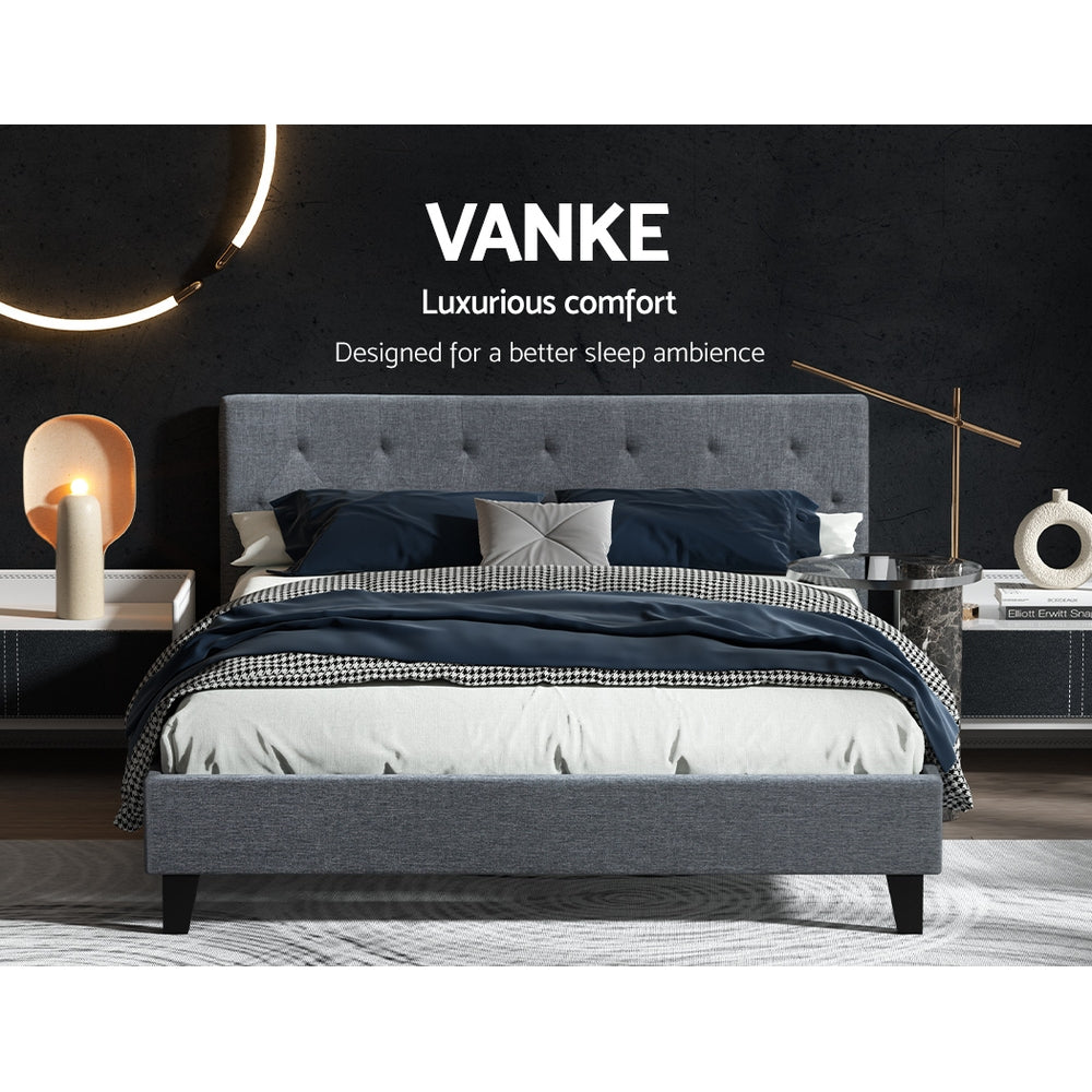 Artiss Vanke Queen Bed in Grey - Room Setting View