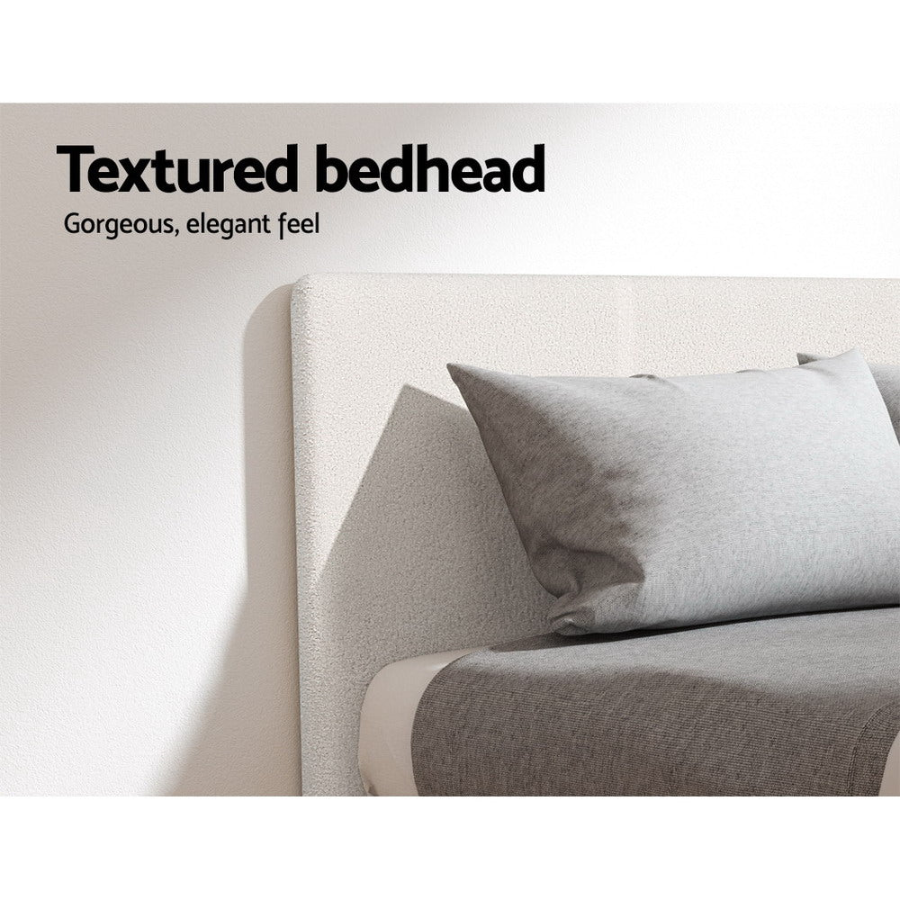 Artiss Bed Frame Double Size Boucle Fabric Mattress Base Platform Wooden - Newstart Furniture