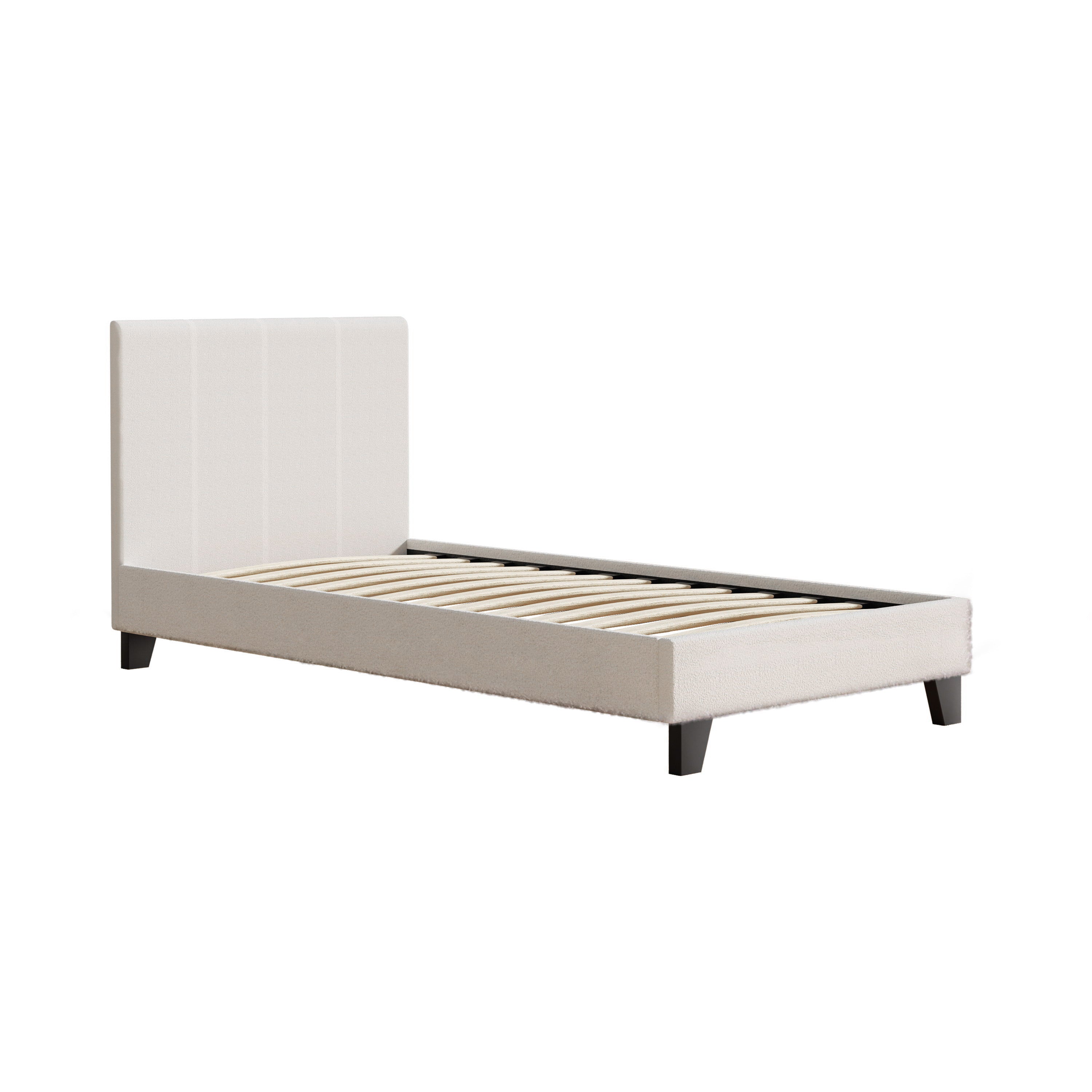 Artiss Bed Frame Single Size Boucle Fabric Mattress Base Platform Wooden - Newstart Furniture