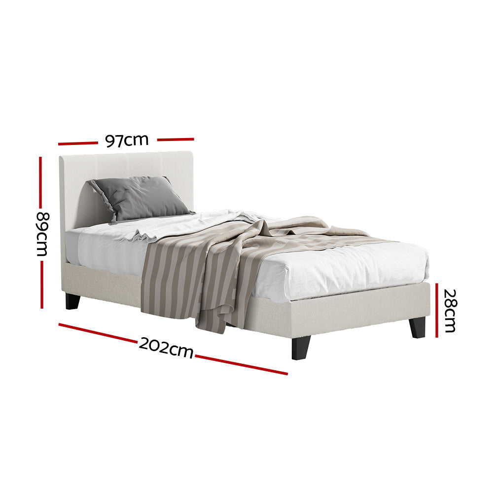 Artiss Bed Frame Single Size Boucle Fabric Mattress Base Platform Wooden - Newstart Furniture