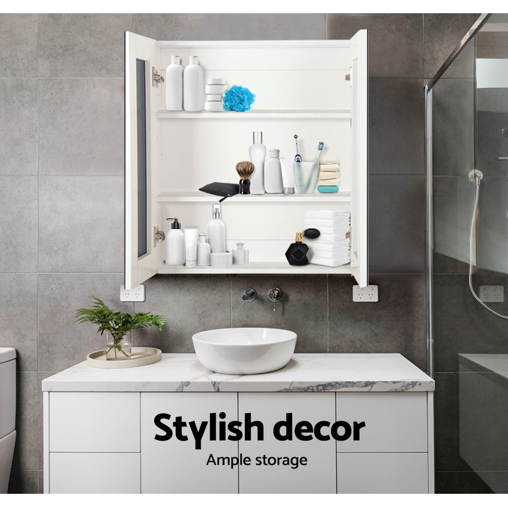 Cefito Bathroom Vanity Mirror with Storage Cabinet - White - Newstart Furniture