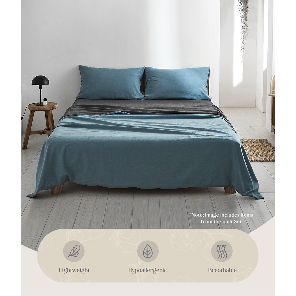 Cosy Club Cotton Sheet Set - Blue Grey Single Bed Cover