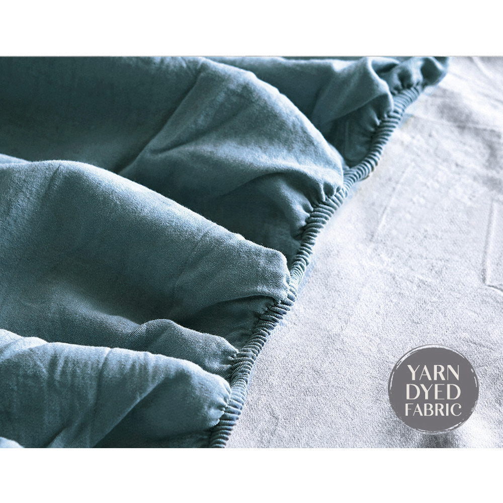 Cosy Club Cotton Sheet Set - Blue Grey Single Bed Cover