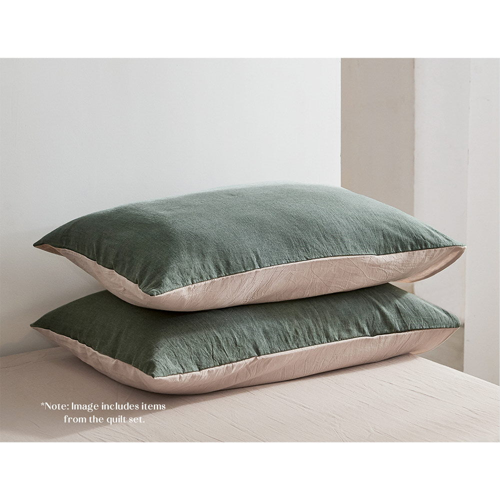 Cosy Club 100% Cotton Sheet Set - Green/Beige Single Bed