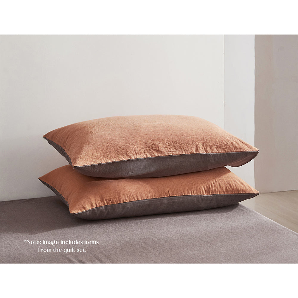 Cosy Club Cotton Bed Sheet Set - Orange Brown Single Size