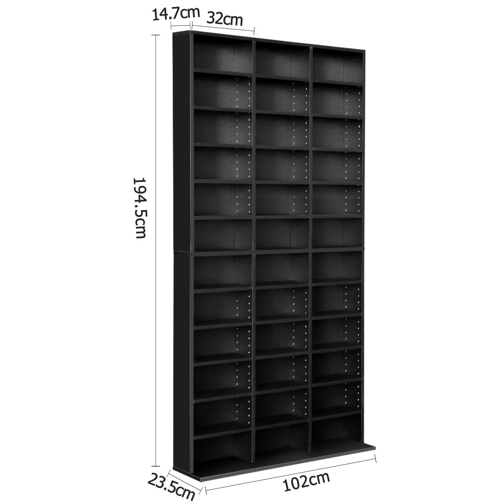 Artiss Adjustable Book Storage Shelf Rack Unit - Black - Newstart Furniture