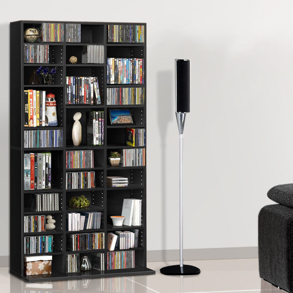 Artiss Adjustable Book Storage Shelf Rack Unit - Black - Newstart Furniture