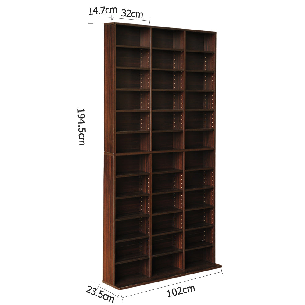 Artiss Adjustable Book Storage Shelf Rack Unit - Expresso - Newstart Furniture