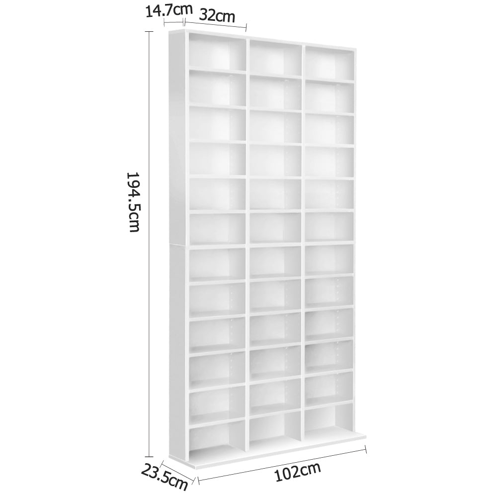 Artiss Adjustable Book Storage Shelf Rack Unit - White - Newstart Furniture