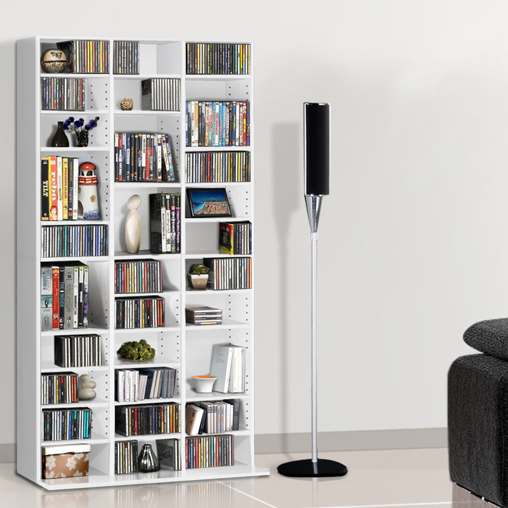 Artiss Adjustable Book Storage Shelf Rack Unit - White - Newstart Furniture