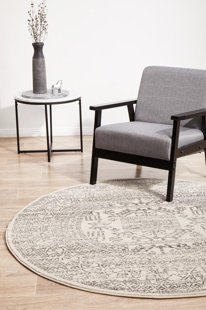 Chrome Addison Silver Round Rug - Newstart Furniture
