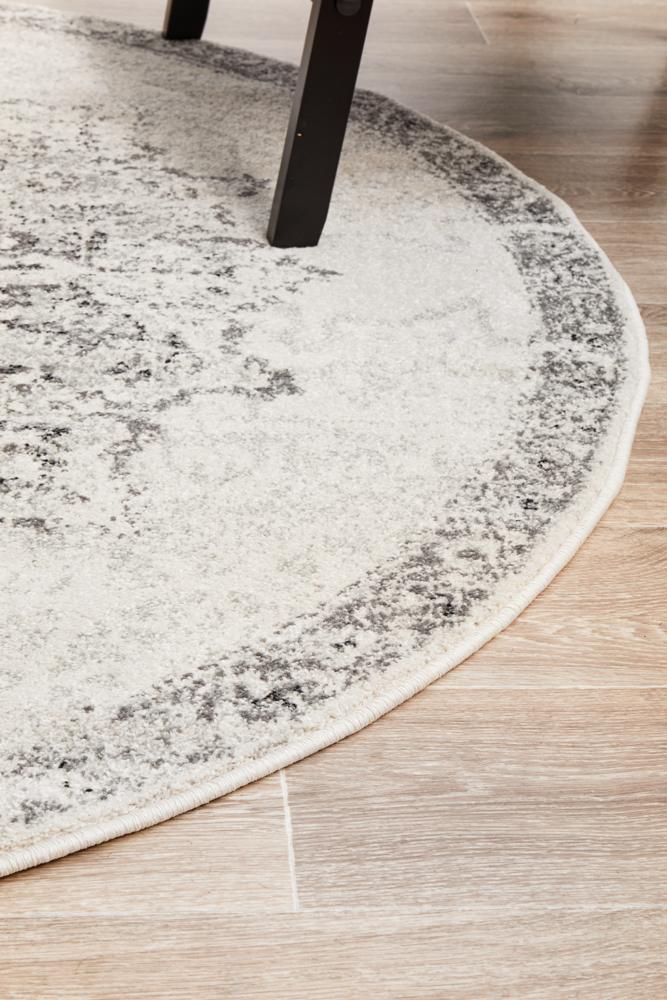 Chrome Rita Silver Round Rug - Newstart Furniture