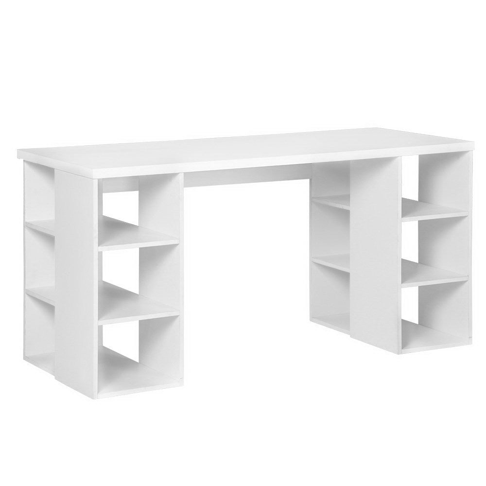 Artiss 3 Level Desk with Storage & Bookshelf - White - Newstart Furniture