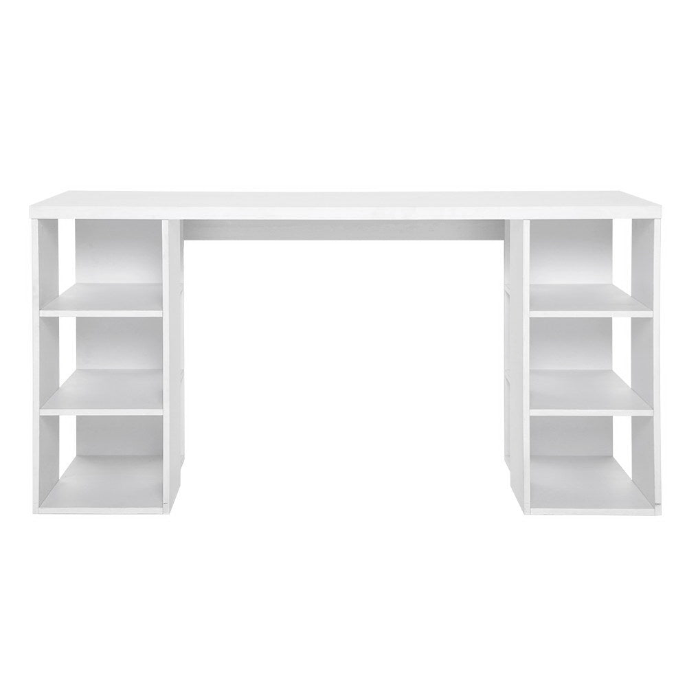 Artiss 3 Level Desk with Storage & Bookshelf - White - Newstart Furniture