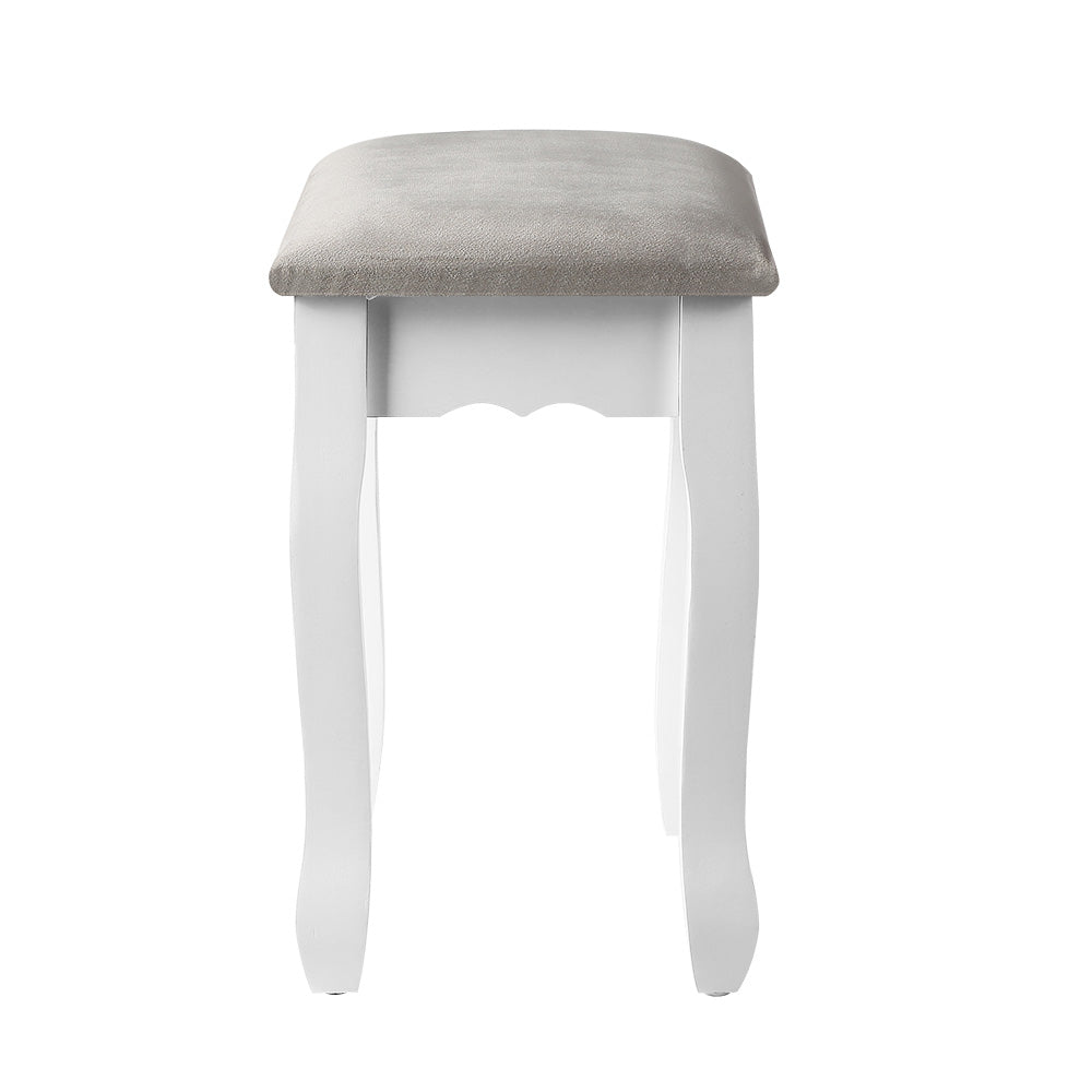 Artiss Dressing Table Stool Makeup Chair Bedroom Vanity Velvet Fabric Grey - Newstart Furniture