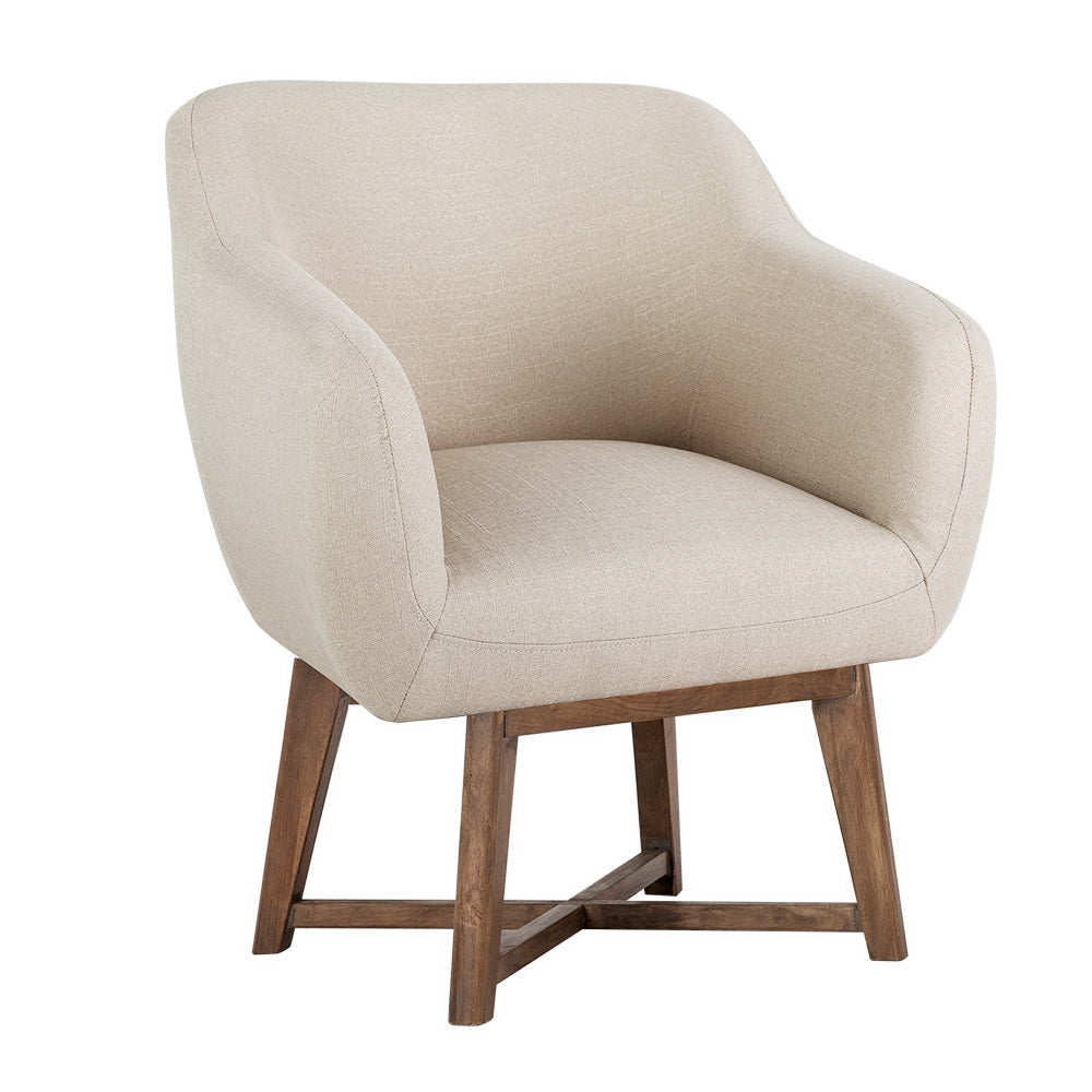 Artiss Beige Fabric Tub Armchair with Criss|Cross Base