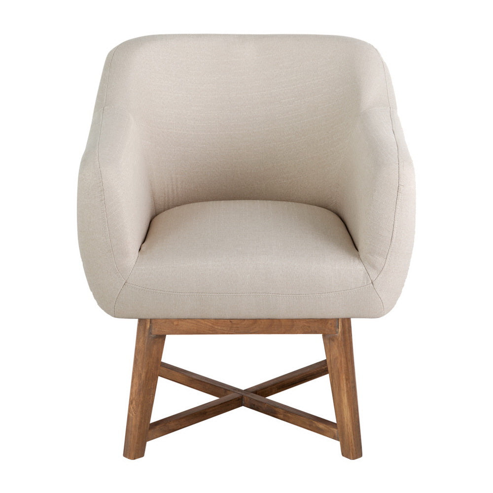 Artiss Beige Fabric Tub Armchair with Criss|Cross Base