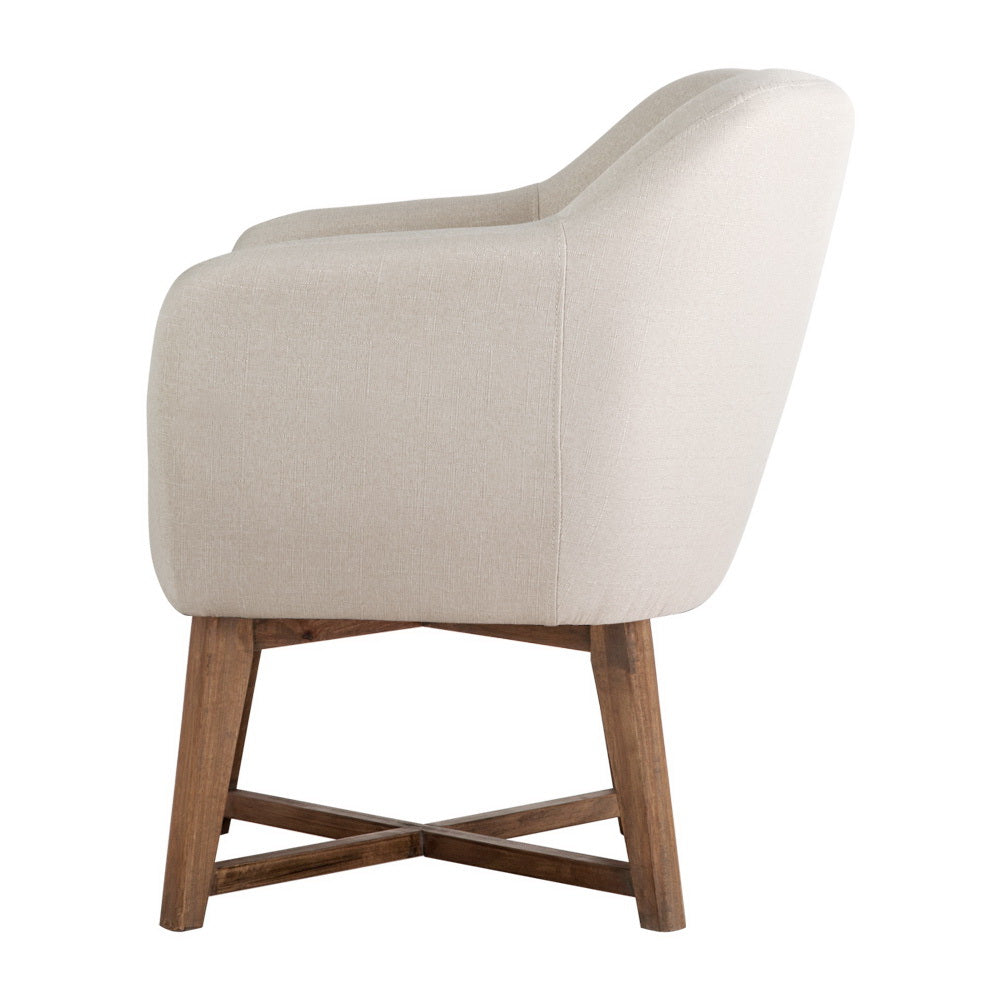 Artiss Beige Fabric Tub Armchair with Criss|Cross Base