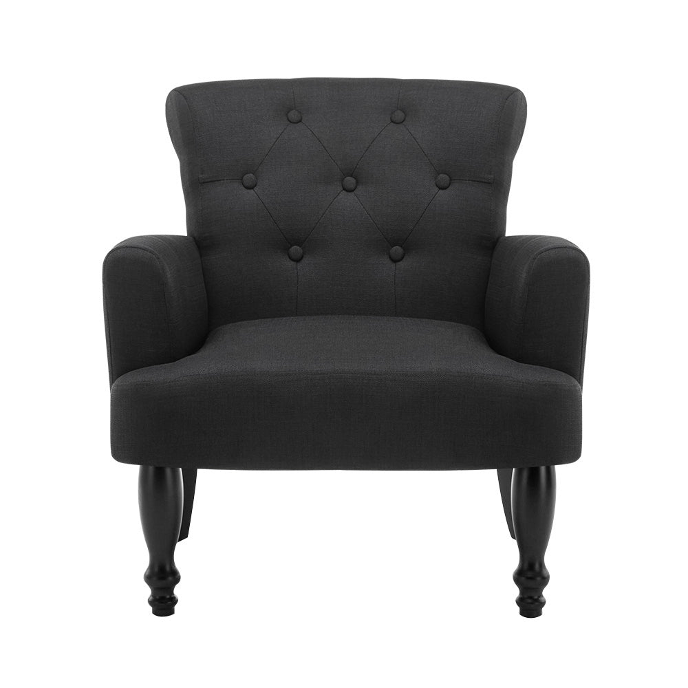 Artiss Lothair Black Wingback Armchair with Tufted Design