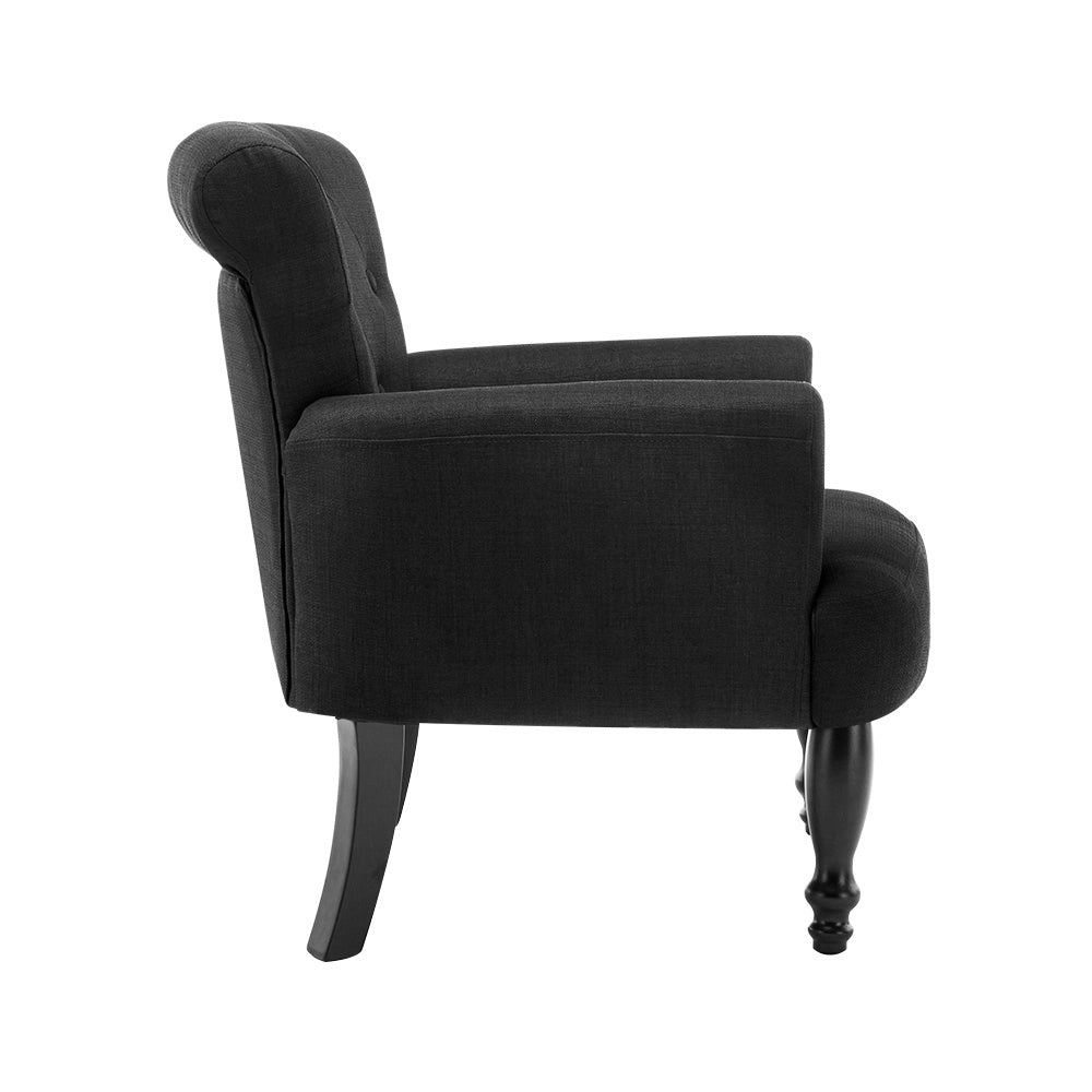 Artiss Lothair Black Wingback Armchair with Tufted Design