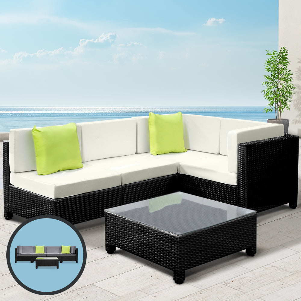 Gardeon 5PC Outdoor Furniture Sofa Set Lounge Setting Wicker Couches Garden Patio Pool - Newstart Furniture