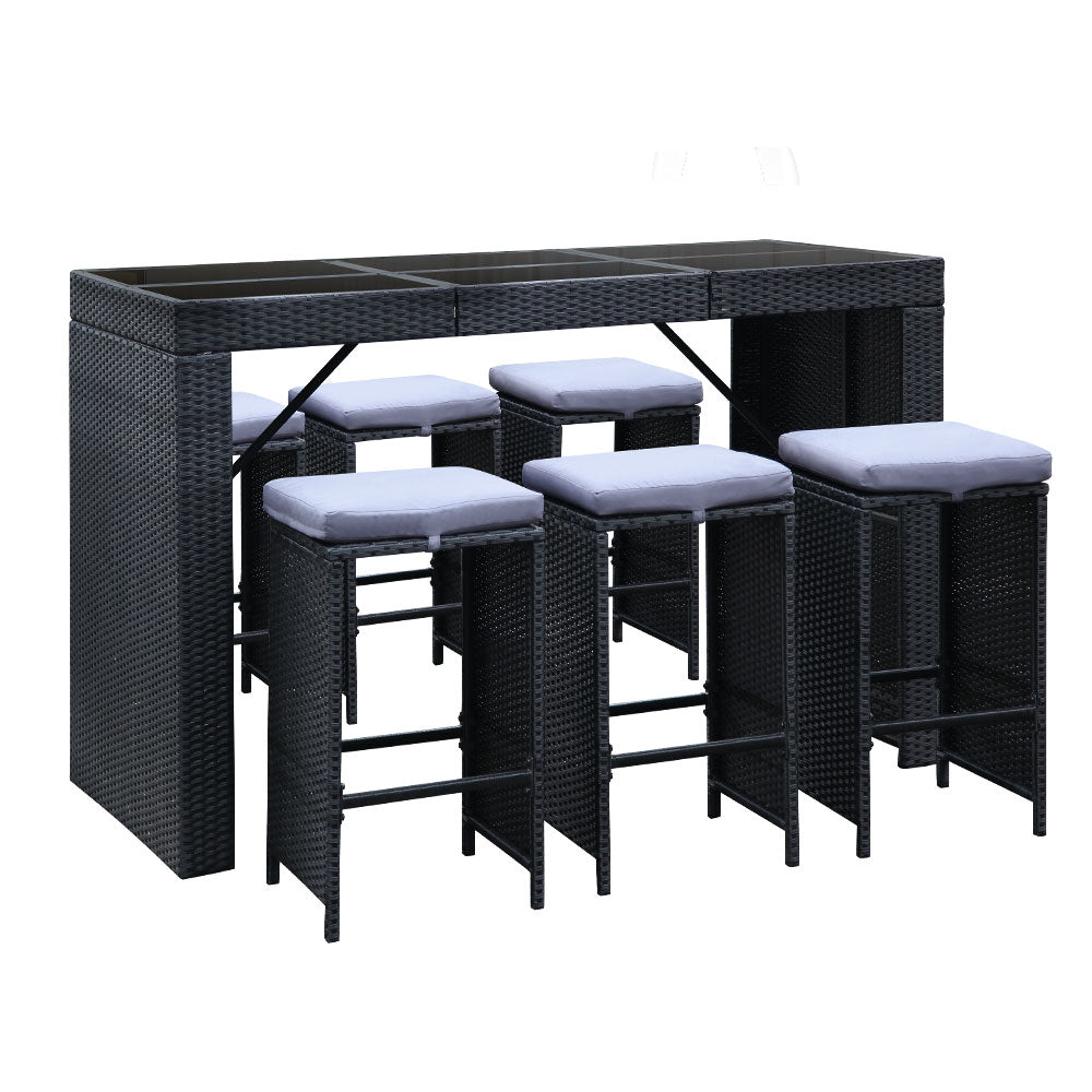 Gardeon 7 Piece Outdoor Dining Table Set - Black - Newstart Furniture