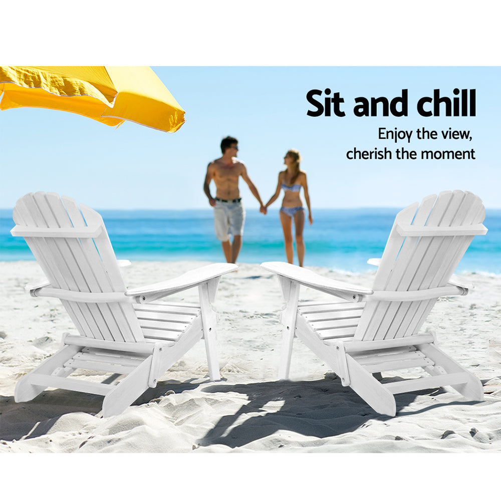 Gardeon Set of 2 Outdoor Sun Lounge Chairs Patio Furniture Lounger Beach Chair Adirondack - Newstart Furniture