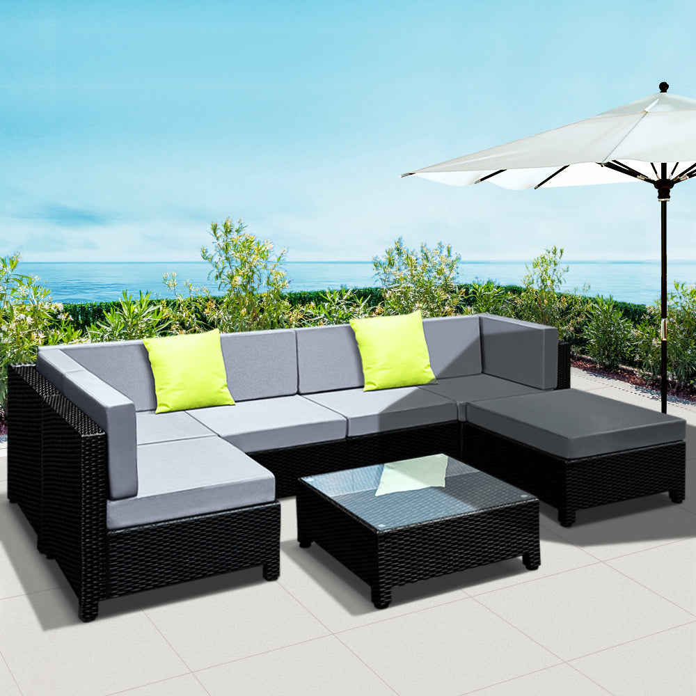 Gardeon 7PC Sofa Set Outdoor Furniture Lounge Setting Wicker Couches Garden Patio Pool - Newstart Furniture