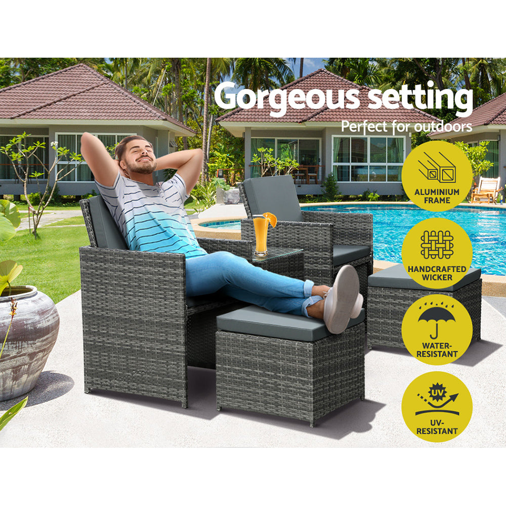 Gardeon Recliner Chairs Sun Lounge Wicker Lounger Outdoor Furniture Patio Sofa - Newstart Furniture