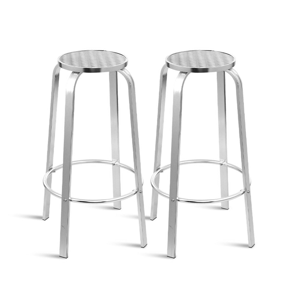 Gardeon Set of 2 Outdoor Bar Stools Patio Furniture Indoor Bistro Kitchen Aluminum - Newstart Furniture