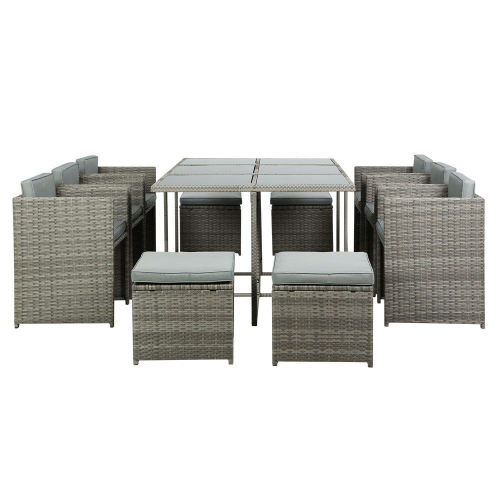 Gardeon 11 PCS Outdoor Dining Set Table Chairs Patio Lounge Setting Furniture - Newstart Furniture