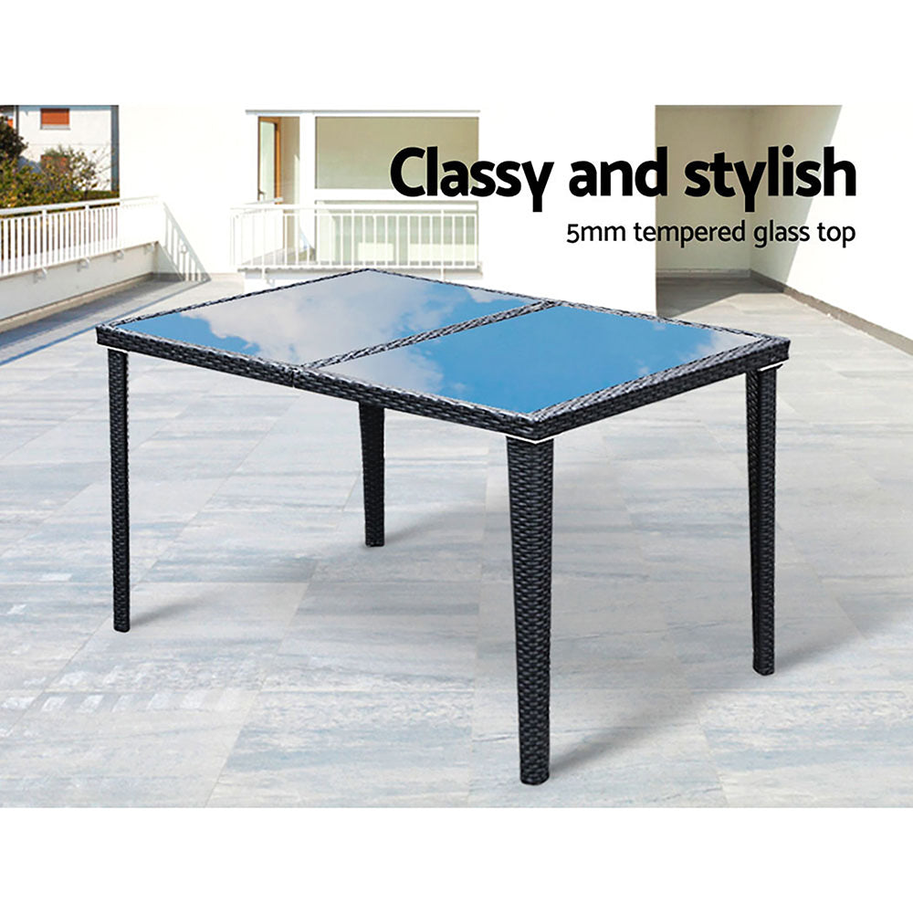 Gardeon Outdoor Table and Chair Set 7pcs Black - Newstart Furniture