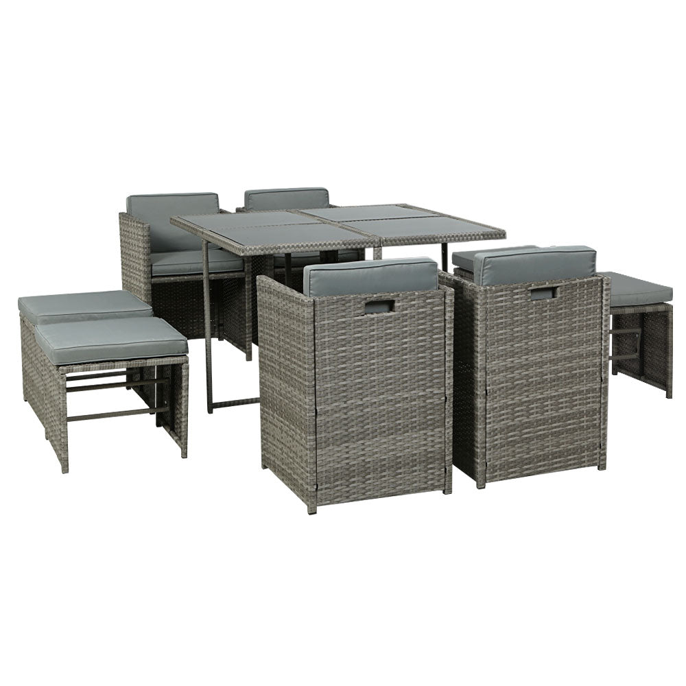 Gardeon 9 PCS Outdoor Dining Set Table Chairs Patio Lounge Setting Furniture - Newstart Furniture