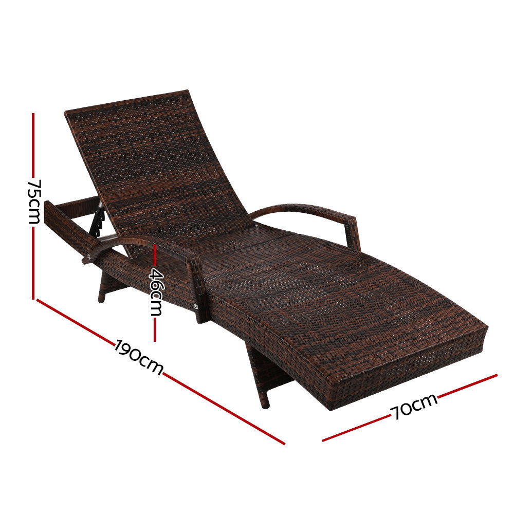 Gardeon Outdoor Sun Lounge - Brown - Newstart Furniture