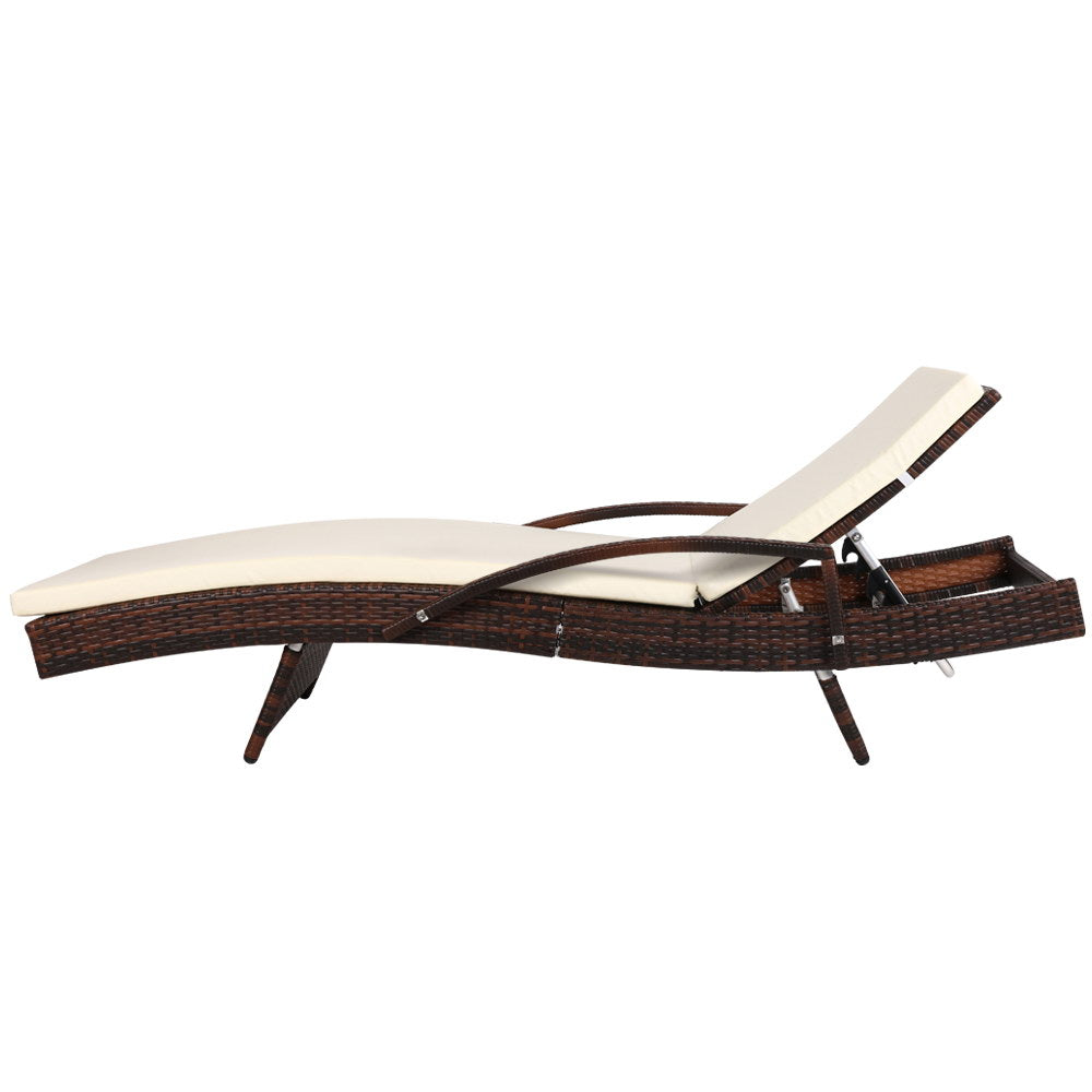 Gardeon Outdoor Sun Lounge - Brown - Newstart Furniture