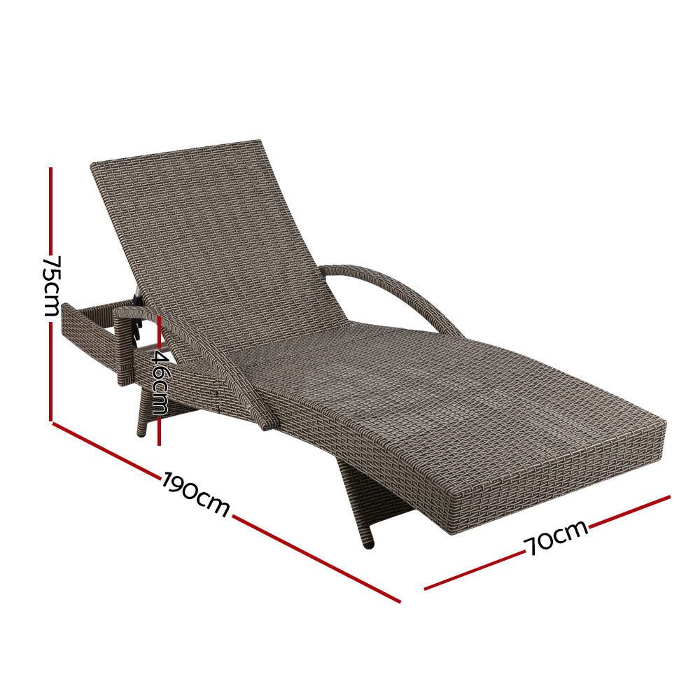 Gardeon Outdoor Sun Lounge - Grey - Newstart Furniture