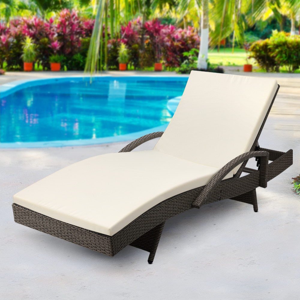 Gardeon Outdoor Sun Lounge - Grey - Newstart Furniture