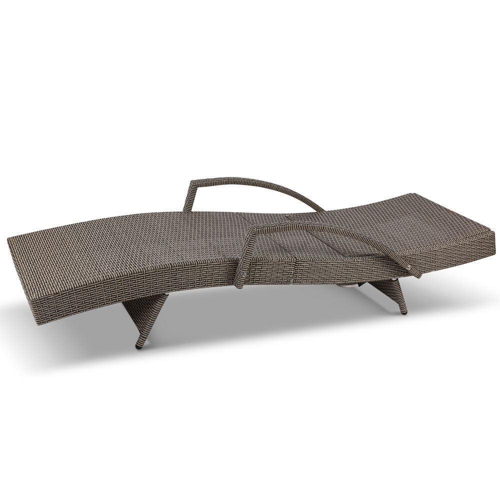 Gardeon Set of 2 Sun Lounge Outdoor Furniture Wicker Lounger Rattan Day Bed Garden Patio Grey - Newstart Furniture