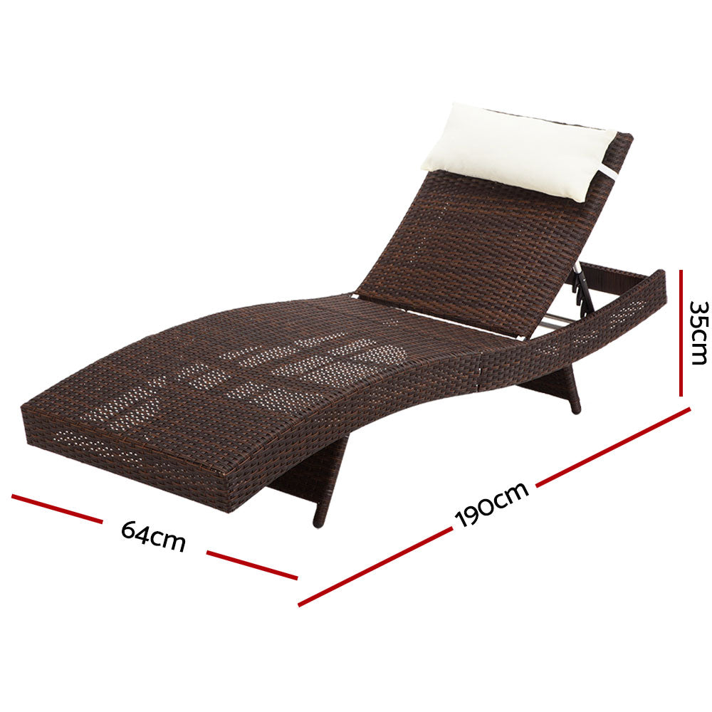 Gardeon Outdoor Wicker Sun Lounge - Brown - Newstart Furniture