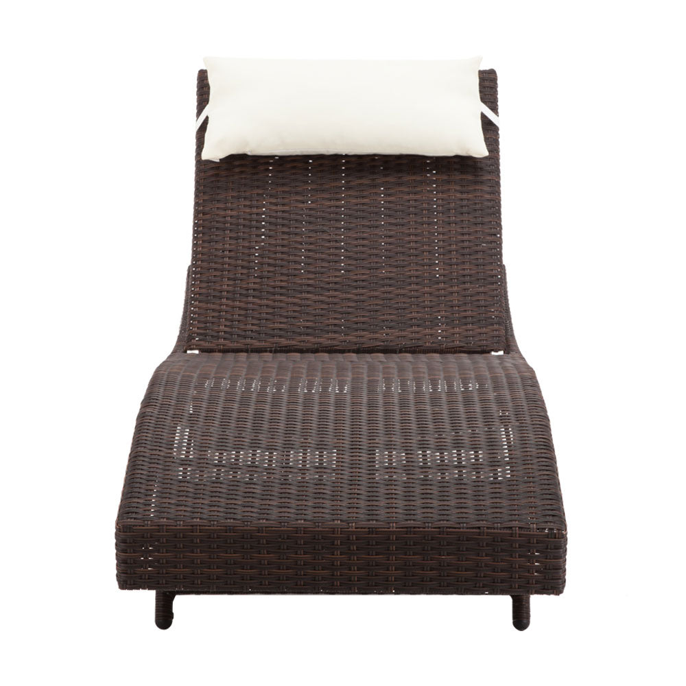 Gardeon Outdoor Wicker Sun Lounge - Brown - Newstart Furniture