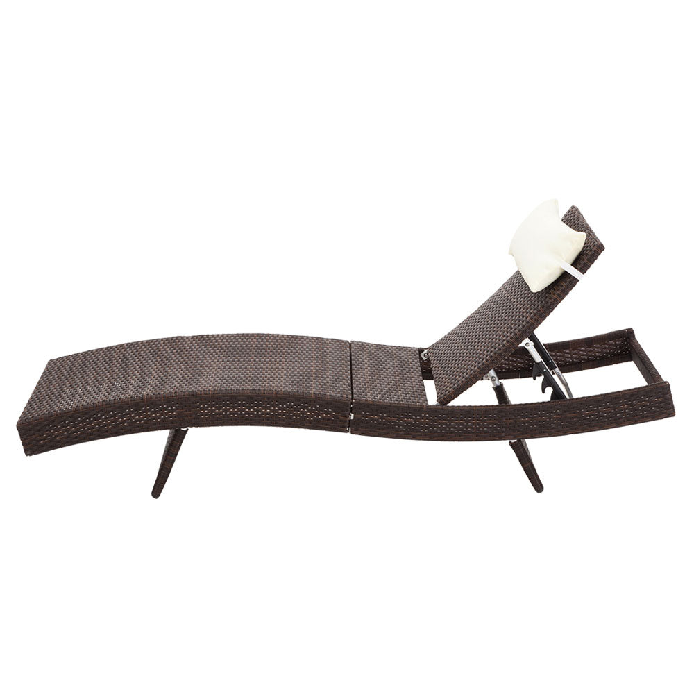 Gardeon Outdoor Wicker Sun Lounge - Brown - Newstart Furniture