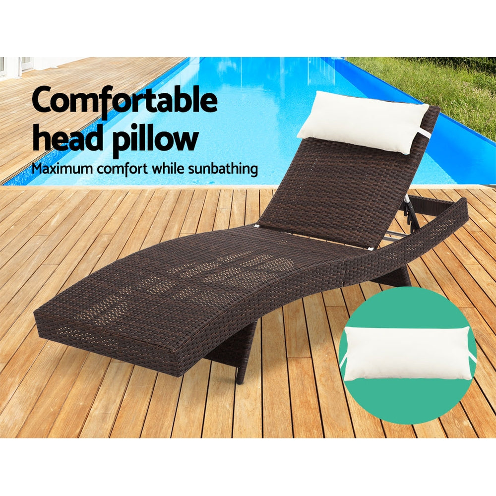 Gardeon Outdoor Wicker Sun Lounge - Brown - Newstart Furniture