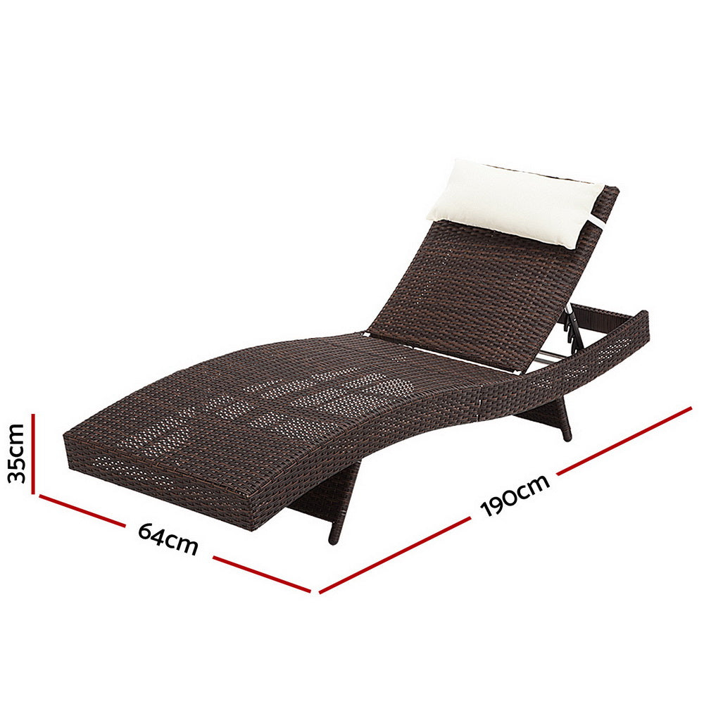 Gardeon Outdoor Sun Lounge Setting Wicker Lounger Day Bed Rattan Patio Furniture Brown - Newstart Furniture