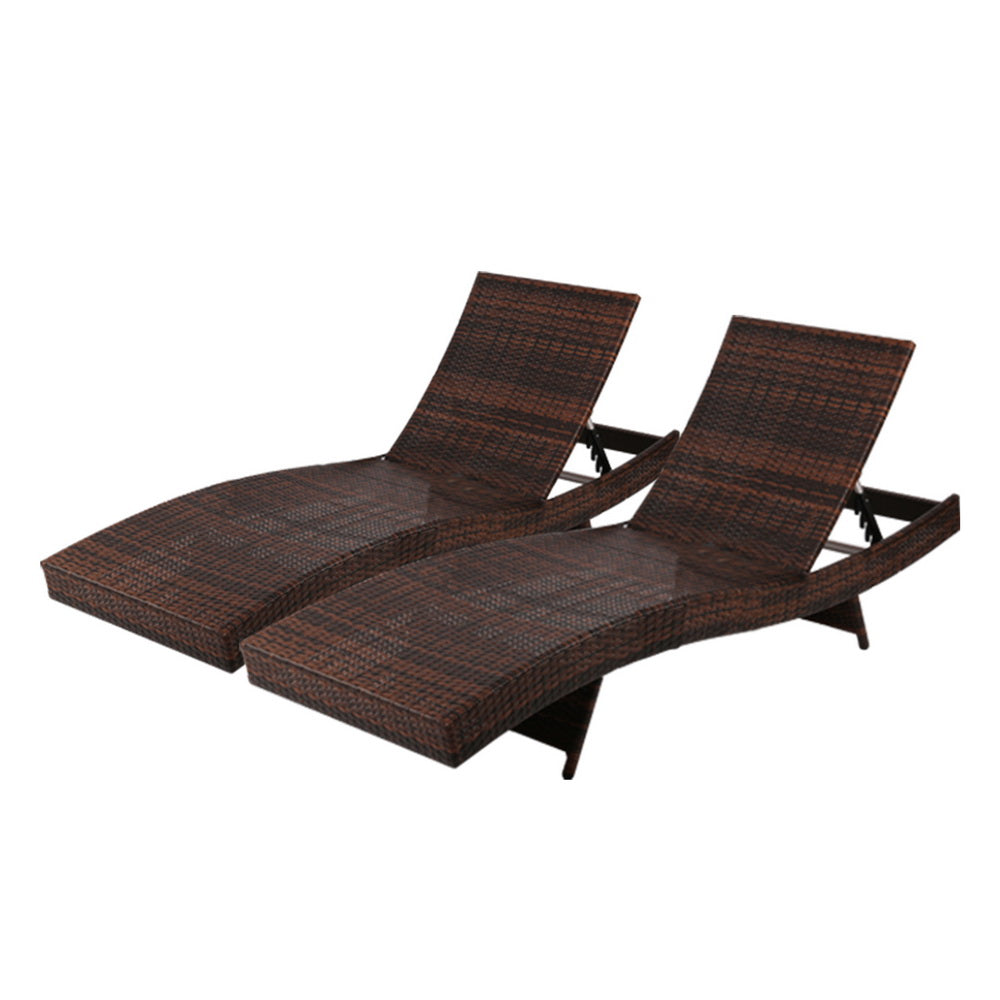 Gardeon Outdoor Sun Lounge Setting Wicker Lounger Day Bed Rattan Patio Furniture Brown - Newstart Furniture