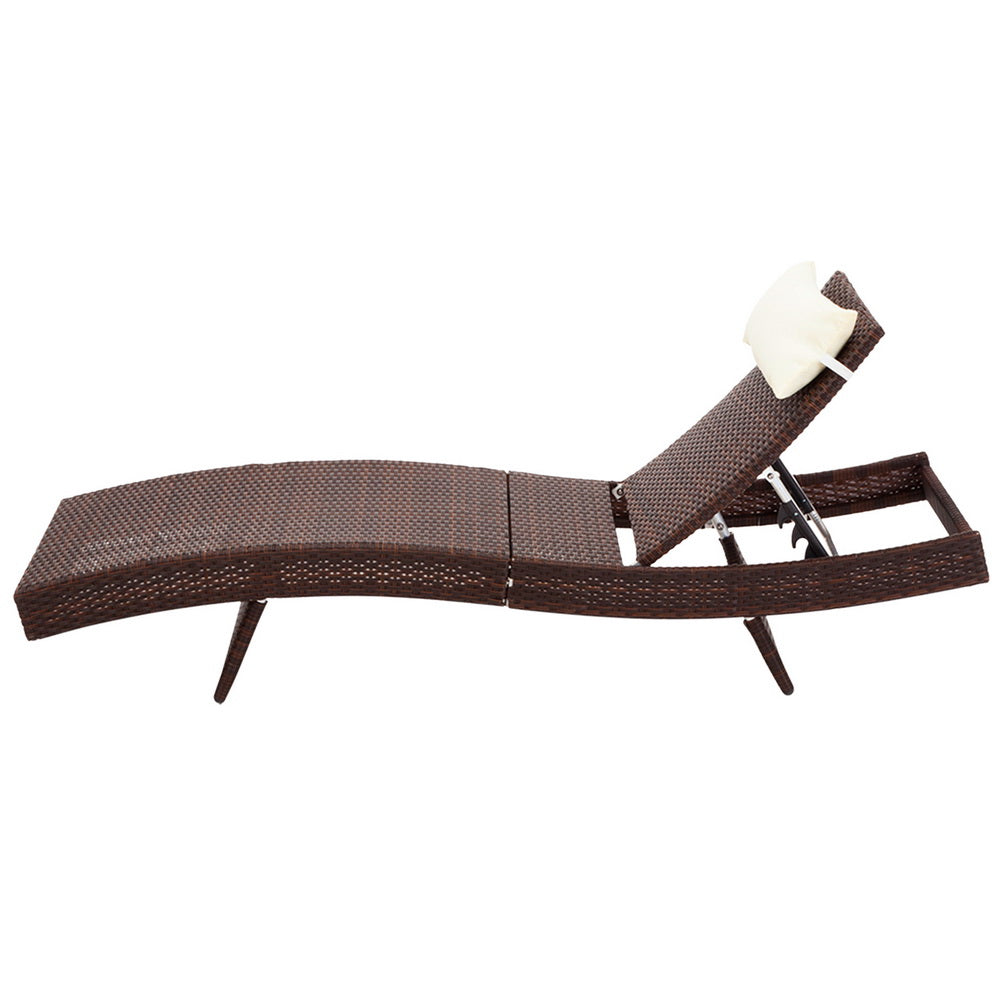 Gardeon Outdoor Sun Lounge Setting Wicker Lounger Day Bed Rattan Patio Furniture Brown - Newstart Furniture