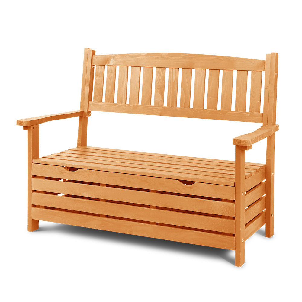 Gardeon Outdoor Storage Bench Box Wooden Garden Chair 2 Seat Timber Furniture - Newstart Furniture
