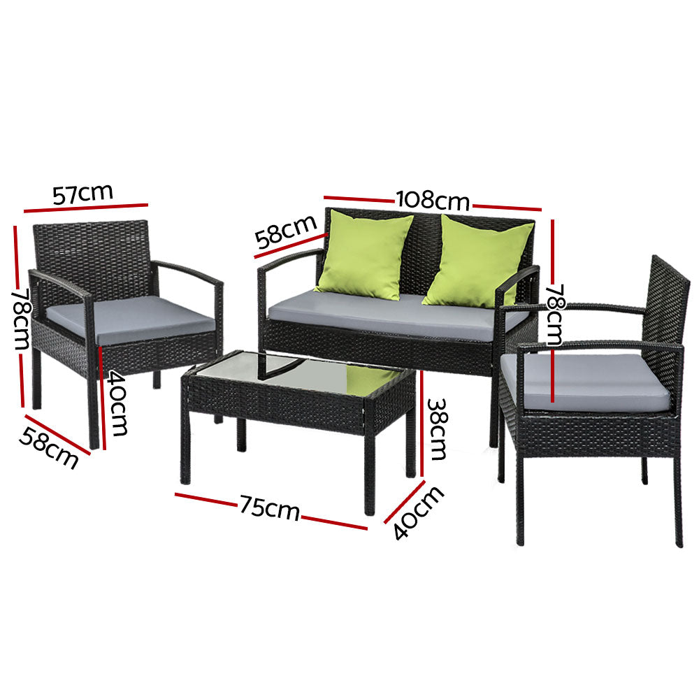 Gardeon Outdoor Furniture Lounge Setting Garden Patio Wicker Cover Table Chairs - Newstart Furniture