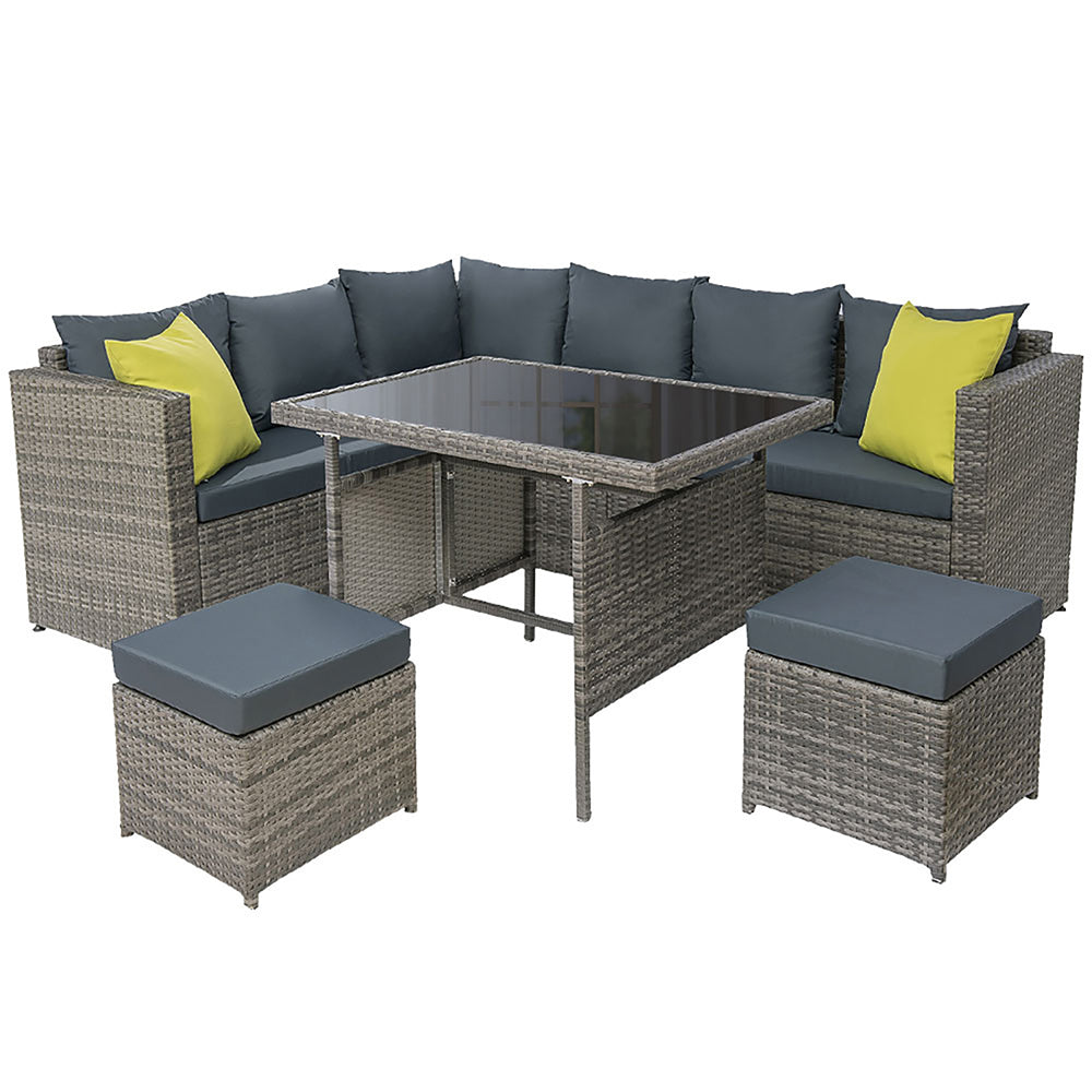 Gardeon Outdoor Furniture Patio Set Dining Sofa Table Chair Lounge Garden Wicker Grey - Newstart Furniture