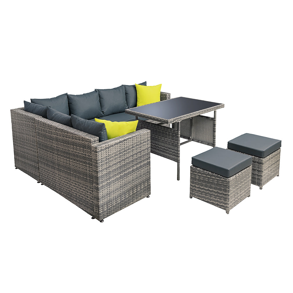 Gardeon Outdoor Furniture Patio Set Dining Sofa Table Chair Lounge Garden Wicker Grey - Newstart Furniture