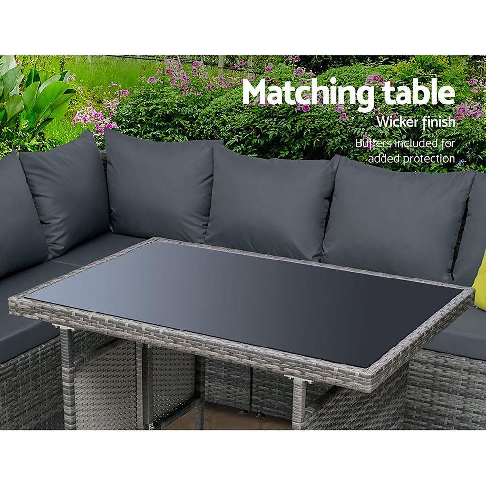 Gardeon Outdoor Furniture Patio Set Dining Sofa Table Chair Lounge Garden Wicker Grey - Newstart Furniture